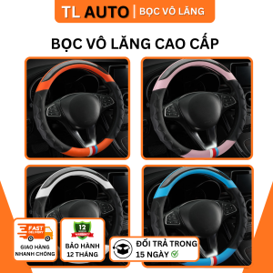 Bọc Vô Lăng Carbon 3 Sọc Phối Da PU Cao Cấp